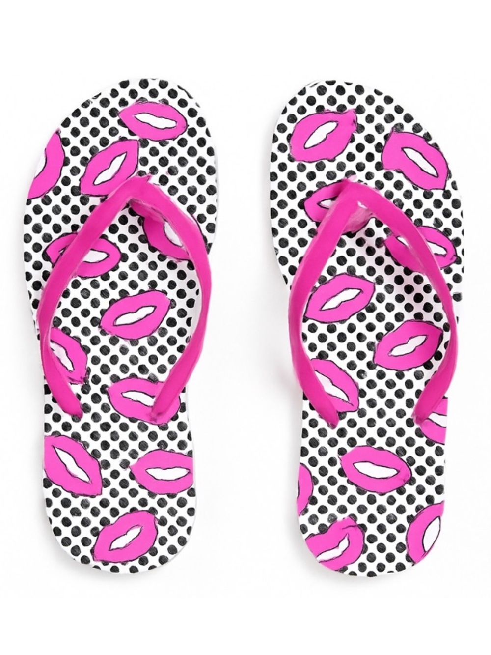 Harajuku Lovers Gwen Stefani Flip Flops | Pink Lips Polka Dot Beach Sandals